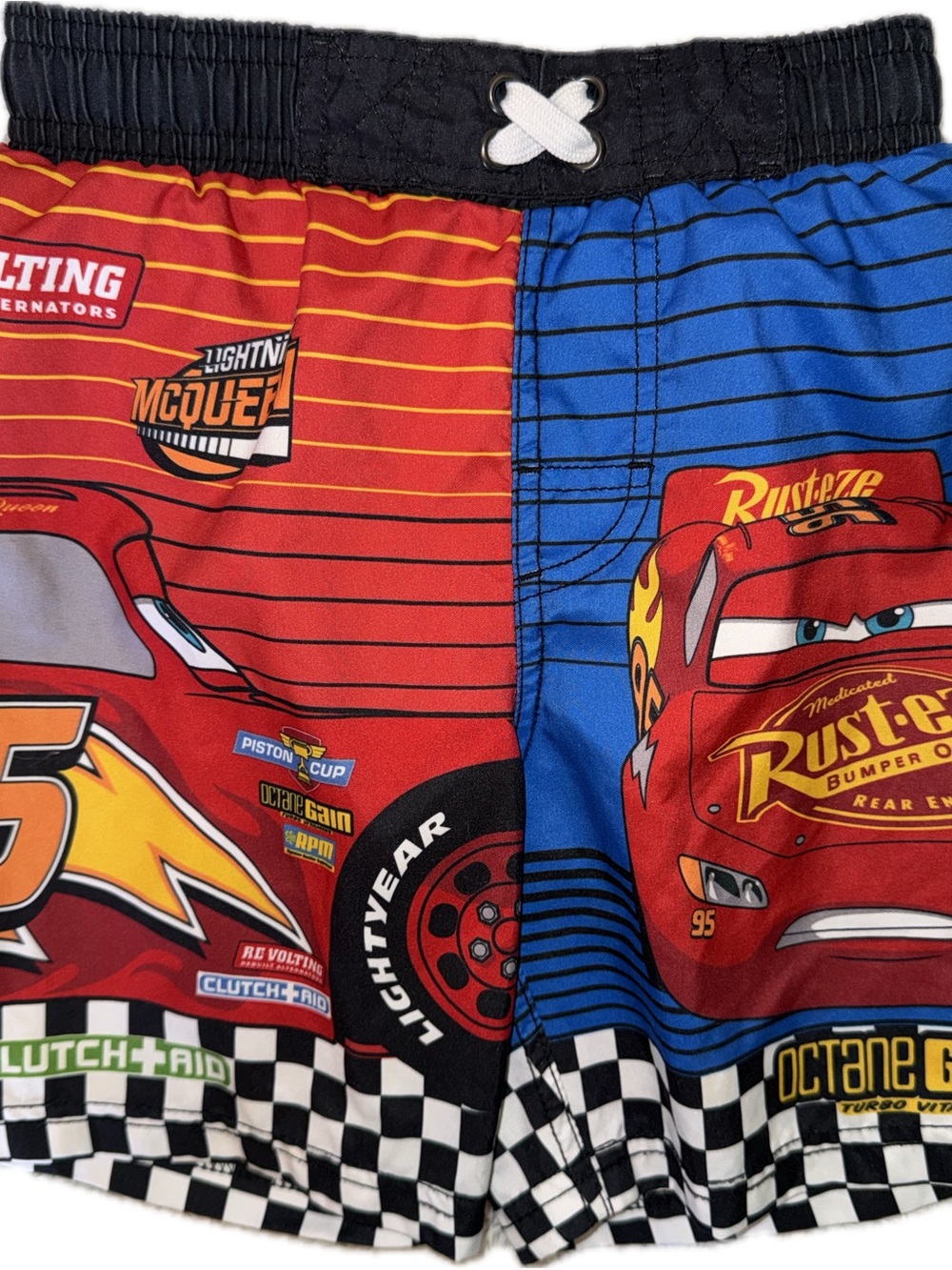 Y2K Disney Pixar Cars Lightning McQueen Swim Shorts - Red & Blue